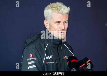 Francorchamps, Belgien. 27. Juli 2023. Nr. 27 Nico HUELKENBERG, GER, Haas F1 Team, Hulkenberg. Formel 1 Belgischer Grand Prix 2023, Formel 1, Grand Prix von Belgien auf der Ardennen-Rennstrecke Spa-Francorchamps, großer Preis von Belgien, Motorsport, Formel1, gebührenpflichtiges Bild, Copyright © Udo STIEFEL/ATP Images (STIEFEL Udo/ATP/SPP) Credit: SPP Sport Press Photo. Alamy Live News Stockfoto