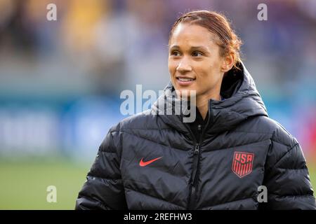 Wellington, Wellington, Neuseeland. 28. Juli 2023. USA Forward LYNN WILLIAMS #6 nach dem FIFA WomenÃs World Cup Group E-Spiel 2023 gegen die Niederlande im Wellington Regional Stadium in Wellington, Neuseeland. USA 1:1 Niederlande (Kreditbild: © Ira L. Black/ZUMA Press Wire) NUR REDAKTIONELLE VERWENDUNG! Nicht für den kommerziellen GEBRAUCH! Stockfoto