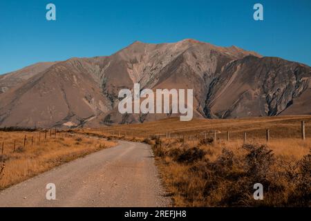 Schafe grasen auf den Hängen der südlichen Alpen auf dem Isthmus-Gipfel in der Nähe des Hawea-Sees Stockfoto