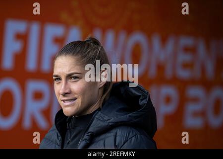 Wellington, Wellington, Neuseeland. 28. Juli 2023. Der US-Torwart AUBREY KINGSBURY #21 betritt das Spielfeld für Aufwärmübungen vor dem Start des 2023 stattfindenden Spiels der FIFA WomenÃs World Cup Group E gegen die Niederlande im Wellington Regional Stadium in Wellington, Neuseeland. USA 1:1 Niederlande (Kreditbild: © Ira L. Black/ZUMA Press Wire) NUR REDAKTIONELLE VERWENDUNG! Nicht für den kommerziellen GEBRAUCH! Stockfoto