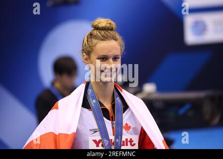 Summer MCINTOSH (CAN) nach dem Women 200m Butterfly Final Swimming Event bei der World Aquatics Championships 2023 am 27. Juli 2023 in Fukuoka, Japan. Kredit: YUTAKA/AFLO SPORT/Alamy Live News Stockfoto