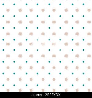 Kreise und Tapeten mit Punktmuster, Flecken auf Fliesen oder Textilien mit wiederholbaren Elementen und Dekor. Minimalistisches, cooles Design für Grußkarten. Nahtloses patte Stock Vektor