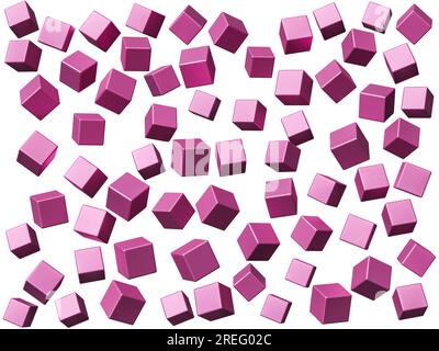 Abbildung: Abstrakter Hintergrund für 3D-Würfel. Isoliert auf weiß. 3D-Rendering Stockfoto