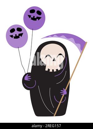 Der Sensenmann. Halloween-Zeichentrickfiguren. Vector . Stock Vektor