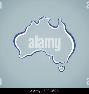 Gliederungskarte von Australien, gekennzeichnet mit Farbband in der Flagge. Stock Vektor
