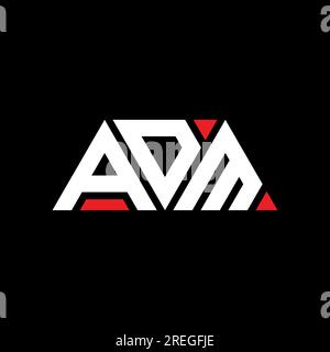 Logo mit ADM-Dreiecksbuchstaben und Dreiecksform. Monogramm mit ADM-Dreieck-Logo. ADM-dreieckige Vektorvorlage mit roter Farbe. ADM Triangul Stock Vektor