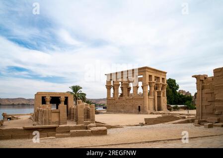 Philae-Tempel des ISIS auf der Insel Agilkia im Nasser-See Stockfoto
