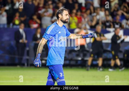 Los Angeles, Usa. 27. Juli 2023. Torwart Carlo Pinsoglio (23) von Juventus in einem Spiel der Fußball-Champions Tour zwischen dem AC Mailand und dem Juventus F.C. in Carson. Endergebnis: Juventus 3:2 AC Milan (Foto: Ringo Chiu/SOPA Images/Sipa USA) Gutschrift: SIPA USA/Alamy Live News Stockfoto