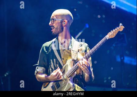 Bari, Italien. 27. Juli 2023. Lorenzo Pasini (Pinguini Tattici Nucleari) Kredit: Unabhängige Fotoagentur/Alamy Live News Stockfoto