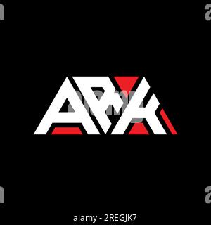 ARK-Logo mit dreieckigem Buchstaben. ARK-Dreieck-Logo-Monogramm. ARK-Dreieck-Vektor-Logo-Vorlage mit roter Farbe. ARK Triangul Stock Vektor