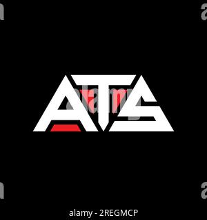 ATS-Logo mit dreieckigem Buchstaben in Dreiecksform. Monogramm mit ATS-Dreieck-Logo. ATS-dreieckige Vektorvorlage mit roter Farbe. ATS Triangul Stock Vektor