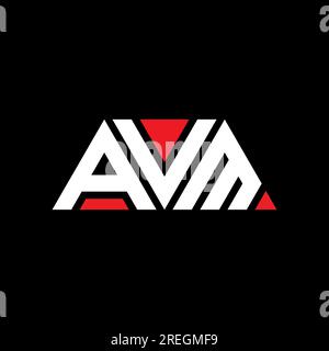 AVM-Logo mit Dreiecksbuchstaben und Dreiecksform. Monogramm mit AVM-Dreieck-Logo. AVM-dreieckige Vektorvorlage mit roter Farbe. AVM Triangul Stock Vektor