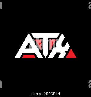 Logo mit ATX-Dreiecksbuchstaben und Dreiecksform. Monogramm mit ATX-Dreieck-Logo. ATX-dreieckige Vektorvorlage mit roter Farbe. ATX Triangul Stock Vektor