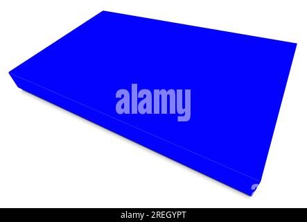 Blaue Leinwand umschließt die Vorlage für Präsentationslayouts und -Design. 3D-Rendering. Digital Generiertes Bild. Isoliert auf weißem Hintergrund. Stockfoto