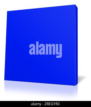 Blaue Leinwand umschließt die Vorlage für Präsentationslayouts und -Design. 3D-Rendering. Digital Generiertes Bild. Isoliert auf weißem Hintergrund. Stockfoto