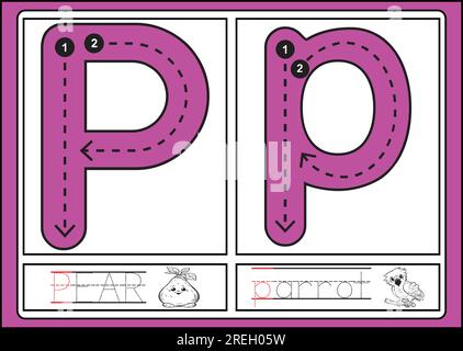 Brief-Tracing A-Z für Kinder und Erwachsene Stock Vektor