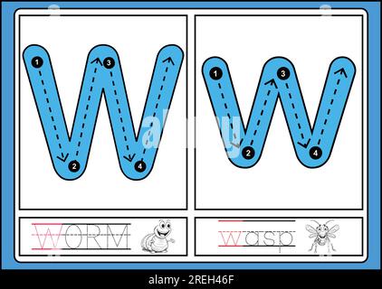 Nachverfolgung von Buchstaben von A-z für Kinder und Erwachsene Stock Vektor