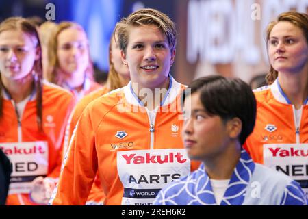 Fukuoka, Japan. 28. Juli 2023. FUKUOKA, JAPAN - 28. JULI: Laura Aarts aus den Niederlanden während der Wasserball-Weltmeisterschaft 2023 Frauen Wasserpolo Gold Medaillenspiel zwischen den Niederlanden und Spanien am 28. Juli 2023 in Fukuoka, Japan (Foto: Albert Ten Hove/Orange Pictures) Guthaben: Orange Pics BV/Alamy Live News Stockfoto