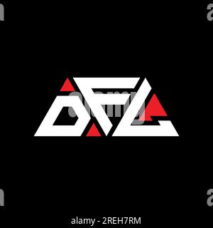 DFL-Logo mit Dreiecksbuchstaben und Dreiecksform. DFL-Dreieck-Logo-Monogramm. DFL-dreieckige Vektorvorlage mit roter Farbe. DFL Triangul Stock Vektor