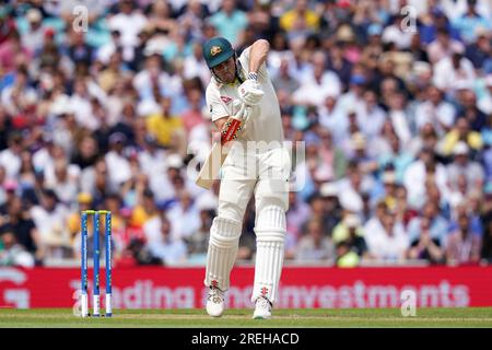 Mitchell Marsh aus Australien schlägt am zweiten Tag des fünften LV= Insurance Ashes Series-Testspiels im Kia Oval, London. Bilddatum: Freitag, 28. Juli 2023. Stockfoto