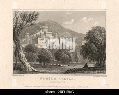 Gwrych Castle, Denbighshire 1825 von Thomas Jeavons Stockfoto