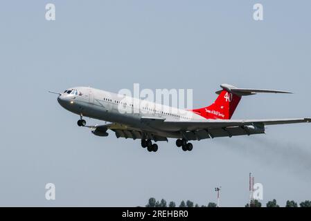 Vickers VC10 Düsenflugzeug der Royal Air Force, RAF, 101. Staffel, 40. Jahrestag des Service-Tail-Plans. Fliegen auf der RIAT-Flugschau. Wir starten Stockfoto