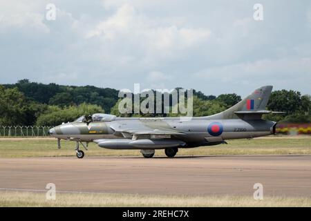 Flugzeuge für das Fairford International Air Tattoo 2023. Ehemaliger RAF Hawker Hunter. Stockfoto