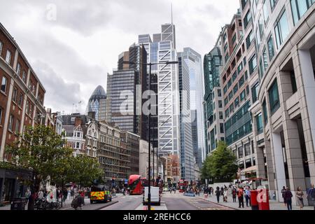 London, Großbritannien. 28. Juli 2023 Bishopsgate, City of London. Stockfoto