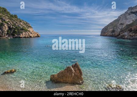 Spanien, Costa Blanca, Alicante, Javea, Strand von Playa Granadella Stockfoto