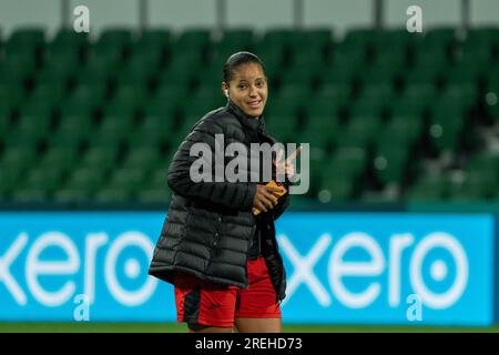 Perth, Aus. 28. Juli 2023. Perth, Australien, Juli 28. 2023: Aldrith Quintero (20 Panama) anlässlich des FIFA Womens World Cup Match Day 2023 -1 offizielle Pressekonferenz und Schulung für Panama im Perth Rectangular Stadium (HBF Park) in Perth, Australien. (NOE Llamas/SPP) Guthaben: SPP Sport Press Photo. Alamy Live News Stockfoto