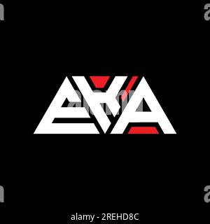 LOGO mit DREIECKSBUCHSTABEN „EKA“ in Dreiecksform. Monogramm mit EKA-Dreieck-Logo. EKA-Dreieck-Vektor-Logo-Vorlage mit roter Farbe. EKA triangul Stock Vektor