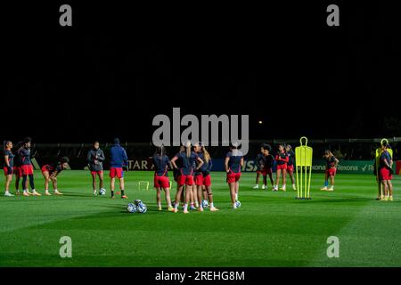 Perth, Aus. 28. Juli 2023. Perth, Australien, Juli 28. 2023: Spieler von Panama während des 2023 FIFA Womens World Cup Match Day -1 offizielle Pressekonferenz und Schulung für Panama im Perth Rectangular Stadium (HBF Park) in Perth, Australien. (NOE Llamas/SPP) Guthaben: SPP Sport Press Photo. Alamy Live News Stockfoto