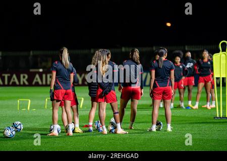 Perth, Aus. 28. Juli 2023. Perth, Australien, Juli 28. 2023: Spieler von Panama während des 2023 FIFA Womens World Cup Match Day -1 offizielle Pressekonferenz und Schulung für Panama im Perth Rectangular Stadium (HBF Park) in Perth, Australien. (NOE Llamas/SPP) Guthaben: SPP Sport Press Photo. Alamy Live News Stockfoto