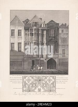 Blick auf die Vorderseite des Sir Paul Pindar's House auf der Westseite der Bishopsgate Street 1812 von Richard Sawyer Stockfoto