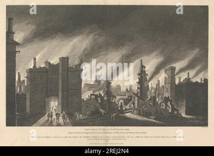 Das große Feuer von London, 1666 1811 von James Stow Stockfoto