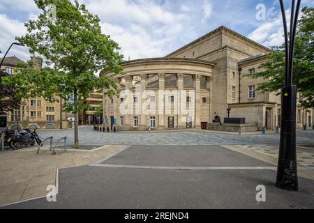 Blick auf die Oval Hall, Teil der Sheffield City Hall in Sheffield, South Yorkshire, Großbritannien, am 24. Juli 2023 Stockfoto