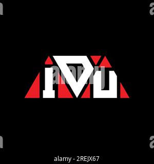 IDU-Logo mit Dreiecksbuchstaben und Dreiecksform. IDU-Dreieck-Logo-Monogramm. IDU-dreieckige Vektorvorlage mit roter Farbe. IDU Triangul Stock Vektor