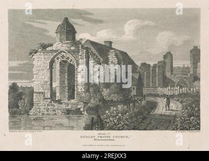 Überreste von Dudley Priory, Worcestershire 1812, von Thomas Woolnoth Stockfoto