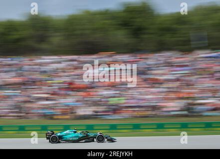 04.06.2023. Montmeló, Spanien, Fernando Alonso, der beim Formel 1 Grand Prix 2023 voller Fans die pelouse durchläuft Stockfoto