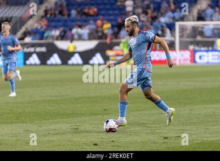 Harrison, Usa. 26. Juli 2023. O'Toole Kevin (22) von NYCFC kontrolliert den Ball beim Spiel des Leagues Cup 2023 gegen den FC Toronto in der Red Bull Arena in Harrison, NJ am 26. Juli. NYCFC gewann 5 - 0 (Foto von Lev Radin/Pacific Press) Kredit: Pacific Press Media Production Corp./Alamy Live News Stockfoto