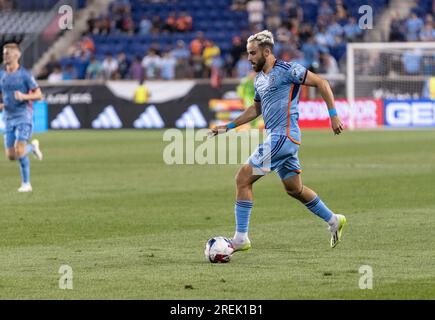Harrison, New Jersey, USA. 26. Juli 2023. O'Toole Kevin (22) von NYCFC kontrolliert den Ball beim Spiel des Leagues Cup 2023 gegen den FC Toronto in der Red Bull Arena in Harrison, NJ am 26. Juli. NYCFC gewann 5 - 0 (Kreditbild: © Lev Radin/Pacific Press via ZUMA Press Wire) NUR REDAKTIONELLE VERWENDUNG! Nicht für den kommerziellen GEBRAUCH! Stockfoto