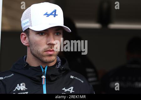 Stavelot, Belgien. 28. Juli 2023. Pierre Gasly of Alpine F1 am 28. Juli 2023 im Spa Francorchamps in Stavelot, Belgien, am Ende der Qualifikation für den Grand Prix F1 von Belgien. Kredit: Marco Canoniero/Alamy Live News Stockfoto