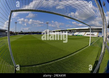 Das Suit Direct Stadium Cyril Knowles steht am Freitag, den 28. Juli 2023, während des Vorsaison Freundschaftsspiels zwischen Hartlepool United und Harrogate Town im Victoria Park, Hartlepool. (Foto: Scott Llewellyn | MI News) Guthaben: MI News & Sport /Alamy Live News Stockfoto