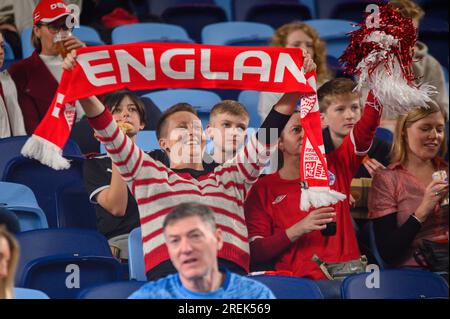 Sydney, Australien. 28. Juli 2023. Fußballfans beim FIFA Women's World Cup 2023 zwischen England Women und Denmark Women im Allianz Stadium, Sydney, Australien, am 28. Juli 2023. Foto von Richard Nicholson. Nur redaktionelle Verwendung, Lizenz für kommerzielle Verwendung erforderlich. Keine Verwendung bei Wetten, Spielen oder Veröffentlichungen von Clubs/Ligen/Spielern. Kredit: UK Sports Pics Ltd/Alamy Live News Stockfoto