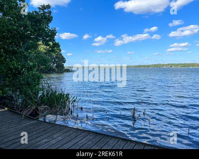 Der See im Trimble Park in Mount Dora, Florida an einem sonnigen Tag. Stockfoto