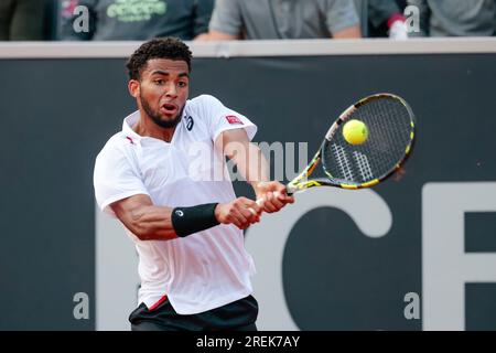 Hamburg, Deutschland. 28. Juli 2023. Tennisspieler Arthur Fils aus Frankreich beim Hamburg European Open 2023. Frank Molter/Alamy Live-Nachrichten Stockfoto