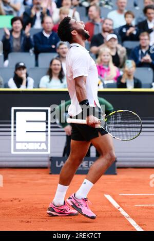 Hamburg, Deutschland. 28. Juli 2023. Tennisspieler Arthur Fils aus Frankreich beim Hamburg European Open 2023. Frank Molter/Alamy Live-Nachrichten Stockfoto