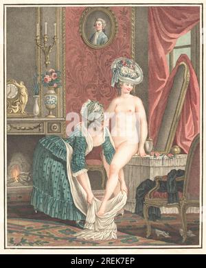 "Louis-Marin Bonnet after Nicolas-René Jollain, La Toilette, Color Stipple, Widener Collection, 1942,9.2388" Stockfoto