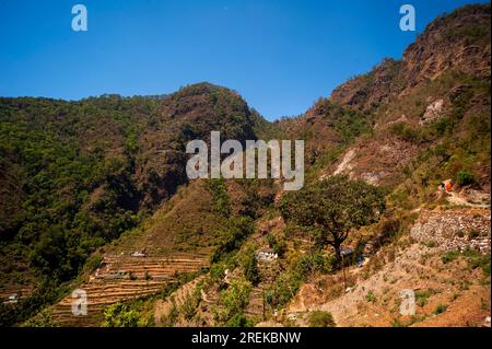 Kundal Village im Nandhour Valley, wo Jim Corbett nach dem Chowgarh Maneating Tiger, Uttarakhand, Indien, kam Stockfoto