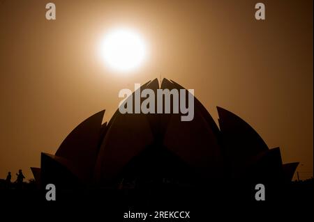 Der Lotus-Tempel in Neu-Delhi, eine der wichtigsten Touristenattraktionen, Uttarakhand, Indien Stockfoto